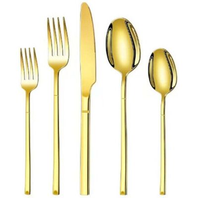 OEM Ensemble De Couverts 5 Pièces - Ensemble De Couverts - Ensemble De Couverts Dorés - Couteau, Fourchette Et Cuillère - Acier Inoxydable 304 - Publicité OEM Ensemble De Couverts 5 Pièces - Ensemble De Couverts - Ensemble De Couverts Dorés - Couteau, Fourchette Et Cuillère - Acier Inoxydable 304 - Publicité