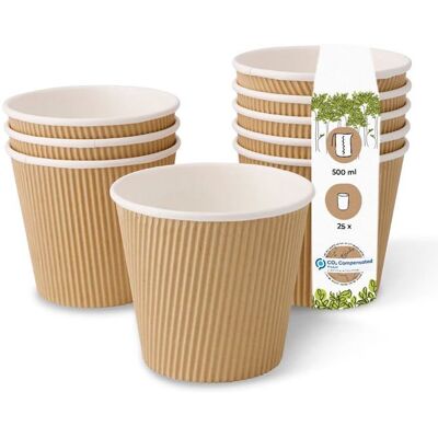 OEM 25 Gobelets Jetables Soupe, Paroi Ondulée Carton Kraft Marron, Revêtement Pla Intérieur, 500 Ml, Pour Gastronomie Take Away - Publicité OEM 25 Gobelets Jetables Soupe, Paroi Ondulée Carton Kraft Marron, Revêtement Pla Intérieur, 500 Ml, Pour Gastronomie Take Away - Publicité