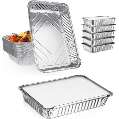 GRASSLIN Lot De 30 Barquette Aluminium 2200ml Avec Couvercle Carton Résistant Chaleur 500°f Cuisine Restauration - Publicité GRASSLIN Lot De 30 Barquette Aluminium 2200ml Avec Couvercle Carton Résistant Chaleur 500°f Cuisine Restauration - Publicité