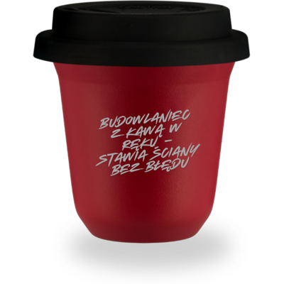 OEM Mug Rouge De 80 Ml « Bâtisseur, Café À La Main, Construit Des Murs Sans Erreur », Avec Couvercle Noir - Publicité OEM Mug Rouge De 80 Ml « Bâtisseur, Café À La Main, Construit Des Murs Sans Erreur », Avec Couvercle Noir - Publicité