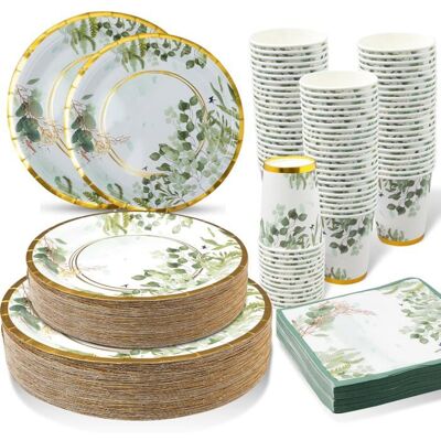 OEM 200 Pièces, Assiettes En Papier Vert Sauge, Gobelets Et Serviettes Jetables, Décoration Fête Boho, Pour Mariages Et Pique-niques - Publicité OEM 200 Pièces, Assiettes En Papier Vert Sauge, Gobelets Et Serviettes Jetables, Décoration Fête Boho, Pour Mariages Et Pique-niques - Publicité