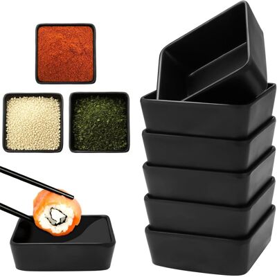 GRASSLIN 6 Bols À Sauce, Céramique, 8,2x8,2x3 Cm, Carrés, Noir, Sushi, Snack - Publicité GRASSLIN 6 Bols À Sauce, Céramique, 8,2x8,2x3 Cm, Carrés, Noir, Sushi, Snack - Publicité