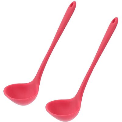 LISATR Lot De 2 Cuillères À Soupe En Silicone À Long Manche, Cuillères De Service Pour Plats Chauds (rouge)-red - Publicité LISATR Lot De 2 Cuillères À Soupe En Silicone À Long Manche, Cuillères De Service Pour Plats Chauds (rouge)-red - Publicité
