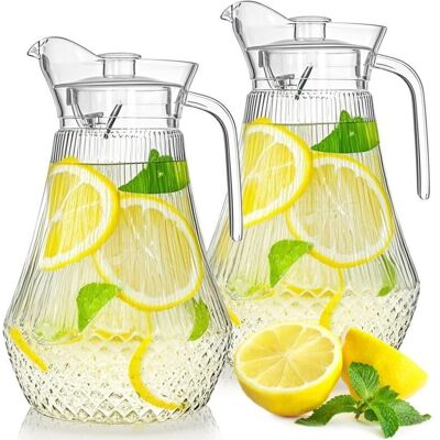 XVX Pichets En Acrylique Transparent 1,4 L (lot De 2) Avec Couvercle Et Bec Verseur – Résistants À La Chaleur, Incassables, Sans Bpa - Publicité XVX Pichets En Acrylique Transparent 1,4 L (lot De 2) Avec Couvercle Et Bec Verseur – Résistants À La Chaleur, Incassables, Sans Bpa - Publicité