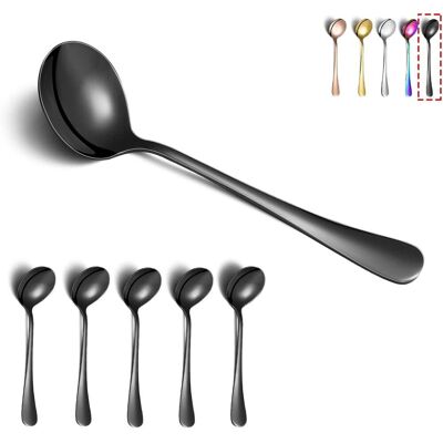 OEM Lot De 6 Cuillères À Soupe, Acier Inoxydable, Placage Titane Noir, Rondes, Passe Au Lave-vaisselle, Usage Quotidien - Publicité OEM Lot De 6 Cuillères À Soupe, Acier Inoxydable, Placage Titane Noir, Rondes, Passe Au Lave-vaisselle, Usage Quotidien - Publicité