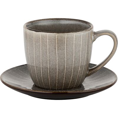OEM Tasse Et Soucoupe Rayées Grises 250 Ml - Publicité OEM Tasse Et Soucoupe Rayées Grises 250 Ml - Publicité