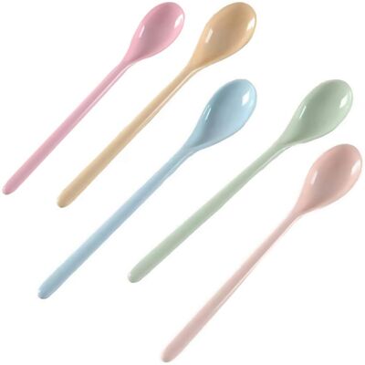 ALVIOR Cuillère À Mélanger Longue - Mélanine - 18,3 Cm - Pour Café Thé Glacé Crème Glacée Cocktail Chocolat Chaud - Lot De 5 - Publicité ALVIOR Cuillère À Mélanger Longue - Mélanine - 18,3 Cm - Pour Café Thé Glacé Crème Glacée Cocktail Chocolat Chaud - Lot De 5 - Publicité