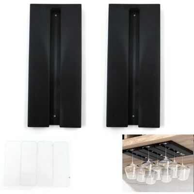 SCORPIO Porte Verres À Vin Suspendre - Aucun Perçage Requis, Grande Capacité, Porte-verres À Pied Suspendu Support, Pour Bar Cuisine, 25.3 11 2cm(noir 2pcs) - Publicité SCORPIO Porte Verres À Vin Suspendre - Aucun Perçage Requis, Grande Capacité, Porte-verres À Pied Suspendu Support, Pour Bar Cuisine, 25.3 11 2cm(noir 2pcs) - Publicité