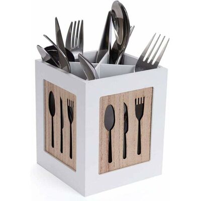 FOGSHIELD Boîte À Couverts En Bois - Panier À Couverts Pour Cuillère, Fourchette, Couteau - Range-couverts Décoratif Avec Motif Couverts - Pour Table À Manger, Cuisine, Restaurant - Blanc - Publicité FOGSHIELD Boîte À Couverts En Bois - Panier À Couverts Pour Cuillère, Fourchette, Couteau - Range-couverts Décoratif Avec Motif Couverts - Pour Table À Manger, Cuisine, Restaurant - Blanc - Publicité