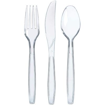 ALVIOR Couverts En Plastique - Lot De 300 Pièces 100 Fourchettes 100 Cuillères 100 Couteaux - Pour Événements Festifs Et Professionnels - Usage Unique - Publicité ALVIOR Couverts En Plastique - Lot De 300 Pièces 100 Fourchettes 100 Cuillères 100 Couteaux - Pour Événements Festifs Et Professionnels - Usage Unique - Publicité