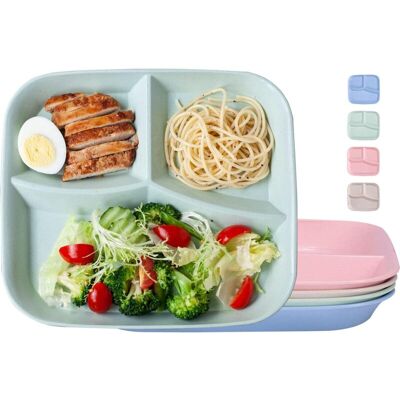 BRINSEA Lot De 4 Assiettes Incassables 3 Compartiments, Système D'Assiettes Réutilisables, Assiettes Séparatrices De Portions Légères, Sans Bpa, Adaptées Aux Adultes Et Aux Enfants. Publicité BRINSEA Lot De 4 Assiettes Incassables 3 Compartiments, Système D'Assiettes Réutilisables, Assiettes Séparatrices De Portions Légères, Sans Bpa, Adaptées Aux Adultes Et Aux Enfants. Publicité
