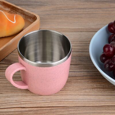 MCKENSA Gobelet Isotherme En Paille De Blé Inoxydable Pour Eau, Café, Jus, Lait (rose) - Publicité MCKENSA Gobelet Isotherme En Paille De Blé Inoxydable Pour Eau, Café, Jus, Lait (rose) - Publicité