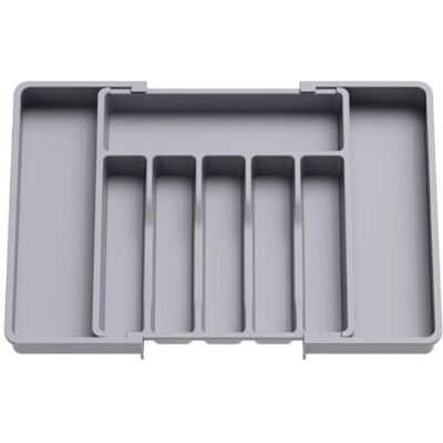 SCORPIO Range Couverts, Plateau D'Ustensiles Extensible Pour Tiroir, Organisateur De Tiroir Réglable Pour La Cuisine, Rangement Compact En Plastique Pour Contenir Des Cuillères, Fourchettes, Gris - Publicité SCORPIO Range Couverts, Plateau D'Ustensiles Extensible Pour Tiroir, Organisateur De Tiroir Réglable Pour La Cuisine, Rangement Compact En Plastique Pour Contenir Des Cuillères, Fourchettes, Gris - Publicité
