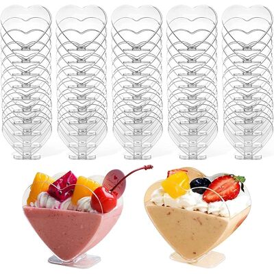 SANS MARQUE 50 Pièces Coupes À Dessert En Plastique, 120ml Gobelets À Dessert En Forme De Cœur Coupe Apéritif Parfait Clair Bol De Service Réutilisable Pour Fête De Mousse Pouding Dessert (7,6 X 7,1cm) - Publicité SANS MARQUE 50 Pièces Coupes À Dessert En Plastique, 120ml Gobelets À Dessert En Forme De Cœur Coupe Apéritif Parfait Clair Bol De Service Réutilisable Pour Fête De Mousse Pouding Dessert (7,6 X 7,1cm) - Publicité