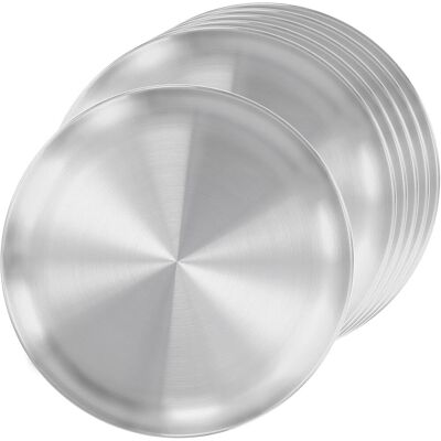 GRASSLIN Lot De 6 Assiettes En Acier Inoxydable, Diamètre 26 Cm, Empilables, Pour Cuisson Four Et Table - Publicité GRASSLIN Lot De 6 Assiettes En Acier Inoxydable, Diamètre 26 Cm, Empilables, Pour Cuisson Four Et Table - Publicité