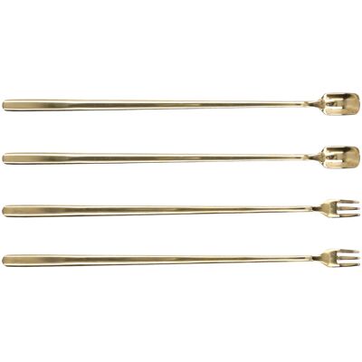 MCKENSA Lot De 4 Cuillères À Café En Acier Inoxydable 304, Manche Long Et Fourchette À Tête Carrée. Durables Et Faciles À Nettoyer, Idéales Pour Les Cafés Et Les Bars. Couleur : Or. Publicité MCKENSA Lot De 4 Cuillères À Café En Acier Inoxydable 304, Manche Long Et Fourchette À Tête Carrée. Durables Et Faciles À Nettoyer, Idéales Pour Les Cafés Et Les Bars. Couleur : Or. Publicité