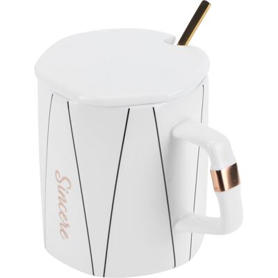 MCKENSA Mug Octogonal Original En Céramique Avec Couvercle Et Cuillère, Idéal Pour Le Bureau Ou Comme Cadeau Pour Un Couple Ou Des Amis (type B) - Publicité MCKENSA Mug Octogonal Original En Céramique Avec Couvercle Et Cuillère, Idéal Pour Le Bureau Ou Comme Cadeau Pour Un Couple Ou Des Amis (type B) - Publicité