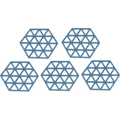MRTRS Lot De 5 Coussinets Isolants Thermiques Hexagonaux Creux En Silicone Bleu, Adaptés Aux Tasses De Poulet Pané, De Thé Ou De Café Des Restaurants. Publicité MRTRS Lot De 5 Coussinets Isolants Thermiques Hexagonaux Creux En Silicone Bleu, Adaptés Aux Tasses De Poulet Pané, De Thé Ou De Café Des Restaurants. Publicité