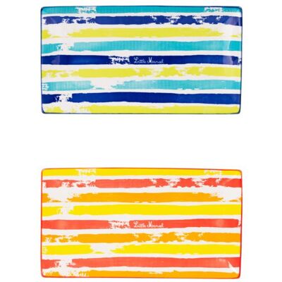 OEM 1 Plateau Rectangle Porcelaine, 28,5 X 15,5 Cm, Motifs Rayés Multicolores, Service Apéritif Et Pâtisseries - Publicité OEM 1 Plateau Rectangle Porcelaine, 28,5 X 15,5 Cm, Motifs Rayés Multicolores, Service Apéritif Et Pâtisseries - Publicité