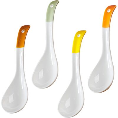 ALVIOR Cuillère À Soupe En Céramique - 6,3 Pouces - Pour Soupe Ramen Pho Wonton - Lot De 4 Pièces - Publicité ALVIOR Cuillère À Soupe En Céramique - 6,3 Pouces - Pour Soupe Ramen Pho Wonton - Lot De 4 Pièces - Publicité