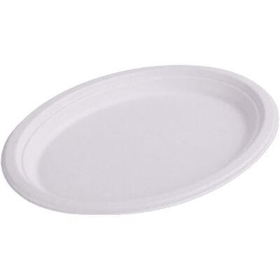 OEM Assiette Ovale 29 X 19 Cm (10 Pouces) En Pulpe De Roseau, 50 Pièces - Publicité OEM Assiette Ovale 29 X 19 Cm (10 Pouces) En Pulpe De Roseau, 50 Pièces - Publicité