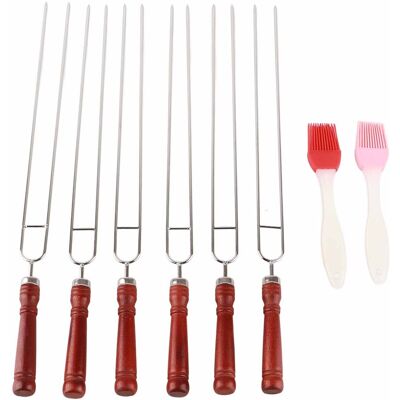 6 Fourchettes À Barbecue En Acier Inoxydable, 2 Brosses À Barbecue En Silicone-aquaforge - Publicité 6 Fourchettes À Barbecue En Acier Inoxydable, 2 Brosses À Barbecue En Silicone-aquaforge - Publicité