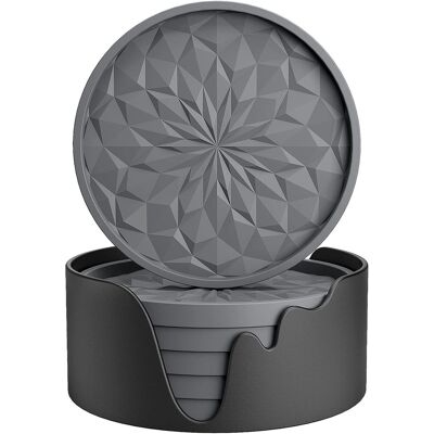GRASSLIN Lot De 6 Sous-verres En Silicone, Épais 7mm, Antidérapant, Profond, Gris Foncé, Pour Cuisine Et Bar - Publicité GRASSLIN Lot De 6 Sous-verres En Silicone, Épais 7mm, Antidérapant, Profond, Gris Foncé, Pour Cuisine Et Bar - Publicité