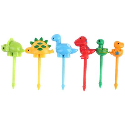 KOWOLL Lot De 6 Fourchettes À Fruits Antidérapantes En Plastique En Forme De Dinosaure, Pour Bento Et Fêtes. Publicité KOWOLL Lot De 6 Fourchettes À Fruits Antidérapantes En Plastique En Forme De Dinosaure, Pour Bento Et Fêtes. Publicité