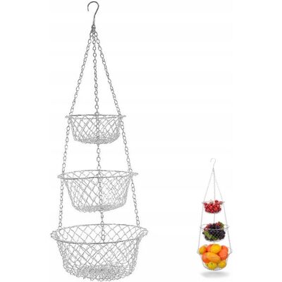 OEM Corbeille À Fruits Suspendue Robuste Pour La Cuisine, En Métal Argenté - Publicité OEM Corbeille À Fruits Suspendue Robuste Pour La Cuisine, En Métal Argenté - Publicité