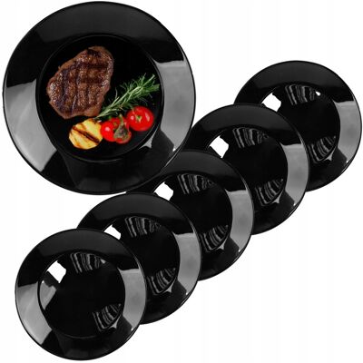 OEM Lot De 6 Assiettes Plates Rondes Noires En Verre Opale De 26,5 Cm - Publicité OEM Lot De 6 Assiettes Plates Rondes Noires En Verre Opale De 26,5 Cm - Publicité