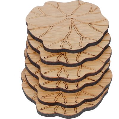 MCKENSA Lot De 6 Dessous De Tasse En Bambou, Isolants Thermiques, Motif Feuille De Lotus, Pour La Table. Publicité MCKENSA Lot De 6 Dessous De Tasse En Bambou, Isolants Thermiques, Motif Feuille De Lotus, Pour La Table. Publicité