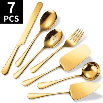 OEM 7 Pièces, Ustensiles De Service En Acier Inoxydable, Couverts Professionnels Dorés Pour Buffet, Banquet Et Événements Festifs - Publicité OEM 7 Pièces, Ustensiles De Service En Acier Inoxydable, Couverts Professionnels Dorés Pour Buffet, Banquet Et Événements Festifs - Publicité