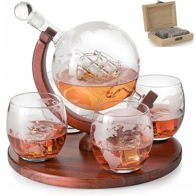 OEM Coffret À Whisky Et Cognac Comprenant Une Carafe Globe, 4 Verres Et Des Glaçons. Publicité OEM Coffret À Whisky Et Cognac Comprenant Une Carafe Globe, 4 Verres Et Des Glaçons. Publicité