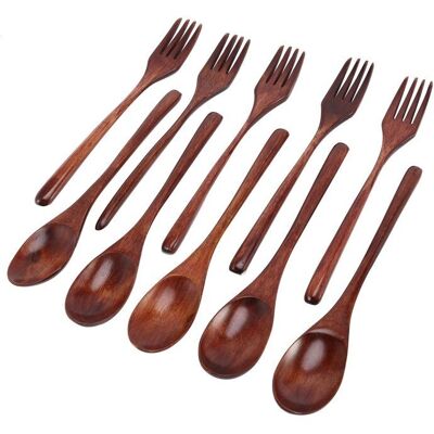 Cellfast 10pièces Cuillères En Bois Fourchettes Ensemble D'Ustensiles En Bois Ensemble De Couverts En Bois Naturel Réutilisable Pour La - Publicité Cellfast 10pièces Cuillères En Bois Fourchettes Ensemble D'Ustensiles En Bois Ensemble De Couverts En Bois Naturel Réutilisable Pour La - Publicité