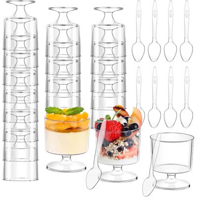 ALVIOR Cup Dessert - 5 Oz - Transparent - Gobelet Rond - Pour Desserts Froids Et Apéritifs - 60 Pièces + Cuillères 60 Pièces - Publicité ALVIOR Cup Dessert - 5 Oz - Transparent - Gobelet Rond - Pour Desserts Froids Et Apéritifs - 60 Pièces + Cuillères 60 Pièces - Publicité