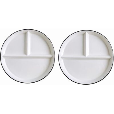 GRASSLIN Lot De 2 Assiettes En Céramique, Compartiments Multiples, Design Divisé, Pour Fruits Et Snacks - Publicité GRASSLIN Lot De 2 Assiettes En Céramique, Compartiments Multiples, Design Divisé, Pour Fruits Et Snacks - Publicité