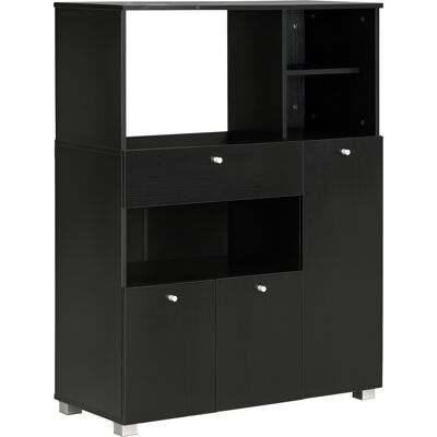 ACIRIHO Credenza Da Cucina Per Microonde Con Armadietti, Mensole E Cassetto, 90x40x120 Cm, Nero - Publicité ACIRIHO Credenza Da Cucina Per Microonde Con Armadietti, Mensole E Cassetto, 90x40x120 Cm, Nero - Publicité