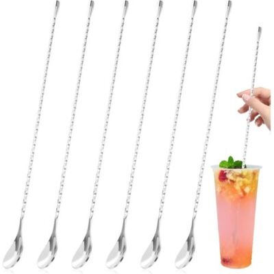 Bunthaus Lot De 6 Cuillères À Cocktail En Acier Inoxydable De 40 Cm Pour Shaker À Cocktail En Verre Argenté - Publicité Bunthaus Lot De 6 Cuillères À Cocktail En Acier Inoxydable De 40 Cm Pour Shaker À Cocktail En Verre Argenté - Publicité