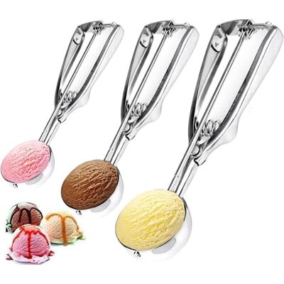 OEM 3 Pcs Cuillère À Crème Glacée, Cuillère À Glace Boule Cuillere A Glace En Acier 304 Inoxydable Ice Cream Scoop Boules Cuillère À Crème Pour Crème Glacée Biscuits Pâte À Gâteau Melon - Publicité OEM 3 Pcs Cuillère À Crème Glacée, Cuillère À Glace Boule Cuillere A Glace En Acier 304 Inoxydable Ice Cream Scoop Boules Cuillère À Crème Pour Crème Glacée Biscuits Pâte À Gâteau Melon - Publicité