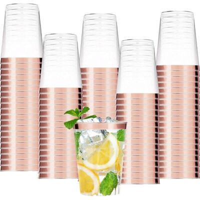 OEM Lot De 50 Gobelets, Bordure Dorée, Abs Résistant, 350 Ml, Réutilisables, Pour Cocktail, Fête - Publicité OEM Lot De 50 Gobelets, Bordure Dorée, Abs Résistant, 350 Ml, Réutilisables, Pour Cocktail, Fête - Publicité