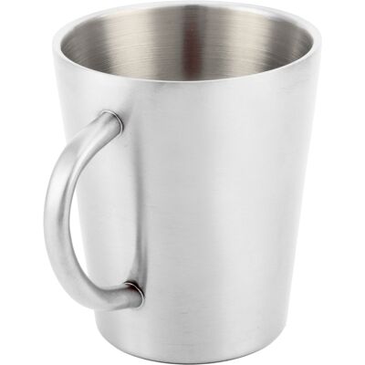 MCKENSA Mug Portable 300 Ml En Acier Inoxydable 304 À Double Paroi Isolante, Avec Anse, Finition Argent Brillant - Publicité MCKENSA Mug Portable 300 Ml En Acier Inoxydable 304 À Double Paroi Isolante, Avec Anse, Finition Argent Brillant - Publicité