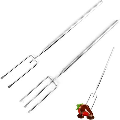 GRASSLIN 2 Pièces Fourchette À Chocolat, Acier Inoxydable 304, Double Et Triple Pointe, Pour Fondue Et Pralines - Publicité GRASSLIN 2 Pièces Fourchette À Chocolat, Acier Inoxydable 304, Double Et Triple Pointe, Pour Fondue Et Pralines - Publicité