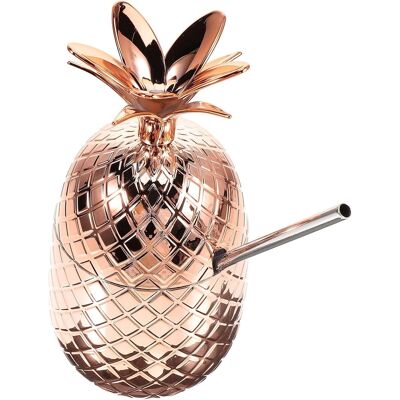 SLOWMOOSE Gobelet Isotherme En Inox Ananas 450 Ml Avec Paille Réutilisable, Couleur Or Rose, Pour Les Fêtes Et Les Bars - Publicité SLOWMOOSE Gobelet Isotherme En Inox Ananas 450 Ml Avec Paille Réutilisable, Couleur Or Rose, Pour Les Fêtes Et Les Bars - Publicité