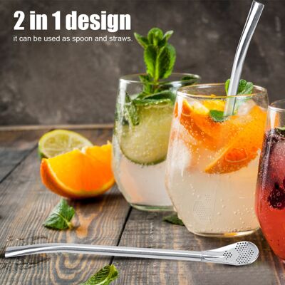 MCKENSA Cuillère À Cocktail Réutilisable Et Lavable En Acier Inoxydable Avec Paille, Taille L - Publicité MCKENSA Cuillère À Cocktail Réutilisable Et Lavable En Acier Inoxydable Avec Paille, Taille L - Publicité