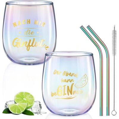 OEM Lot De 2 Verres À Gin,450 Ml,borosilicate,multicolore,avec Dictons,cocktails,cadeau - Publicité OEM Lot De 2 Verres À Gin,450 Ml,borosilicate,multicolore,avec Dictons,cocktails,cadeau - Publicité