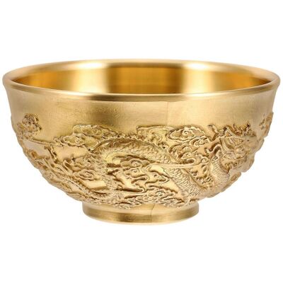 LISATR Bol Décoratif De Bureau En Laiton De Style Chinois, Contenant Des Trésors Et Des Offrandes.-8.40x8.40x4.20cm-golden - Publicité LISATR Bol Décoratif De Bureau En Laiton De Style Chinois, Contenant Des Trésors Et Des Offrandes.-8.40x8.40x4.20cm-golden - Publicité