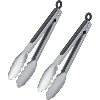 GRASSLIN Lot De 2 Pinces À Barbecue En Acier Inoxydable Avec Poignées Antidérapantes Longueur 27,5 Cm Pour Grillades Et Service - Publicité GRASSLIN Lot De 2 Pinces À Barbecue En Acier Inoxydable Avec Poignées Antidérapantes Longueur 27,5 Cm Pour Grillades Et Service - Publicité