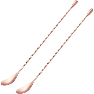 Lot De 2 Cuillères À Cocktail De 30 Cm (12 Pouces), À Long Manche, Couleur Or Rose.-aquaforge - Publicité Lot De 2 Cuillères À Cocktail De 30 Cm (12 Pouces), À Long Manche, Couleur Or Rose.-aquaforge - Publicité