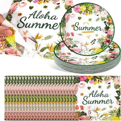 OEM 48 Pièces Vaisselle Jetable, Assiettes Et Serviettes En Papier Biodégradable, Motif Flamant Rose Et Feuillages Tropicaux, Idéal Pour Fêtes Estivales Et Anniversaires - Publicité OEM 48 Pièces Vaisselle Jetable, Assiettes Et Serviettes En Papier Biodégradable, Motif Flamant Rose Et Feuillages Tropicaux, Idéal Pour Fêtes Estivales Et Anniversaires - Publicité