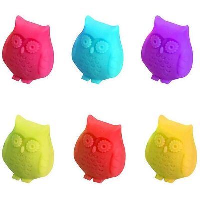 ALLAUVE Lot De 6 Marque-verres À Vin Rouge En Silicone, En Forme De Hibou Mignon, Pour Identifier Les Verres Et Décorer Les Bars Et Fêtes. Publicité ALLAUVE Lot De 6 Marque-verres À Vin Rouge En Silicone, En Forme De Hibou Mignon, Pour Identifier Les Verres Et Décorer Les Bars Et Fêtes. Publicité